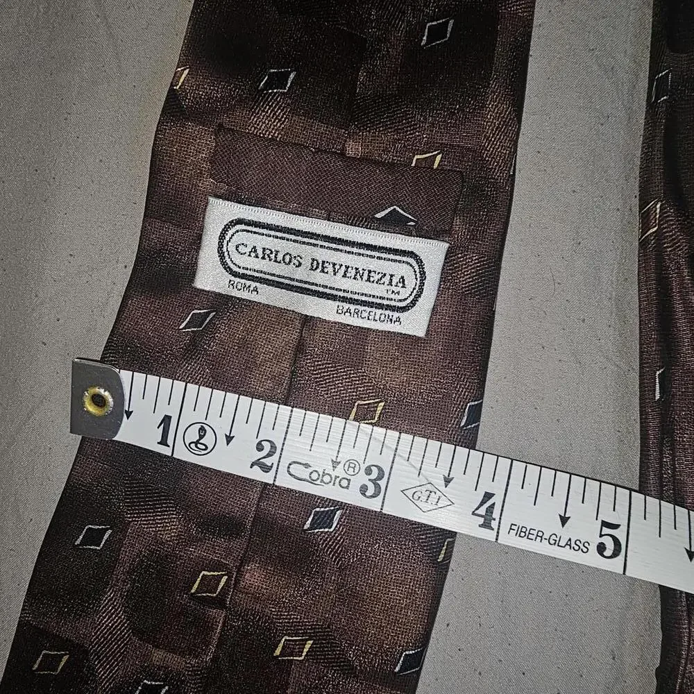 Carlos DeVenezia Brown Men's Tie with Geometric Pattern